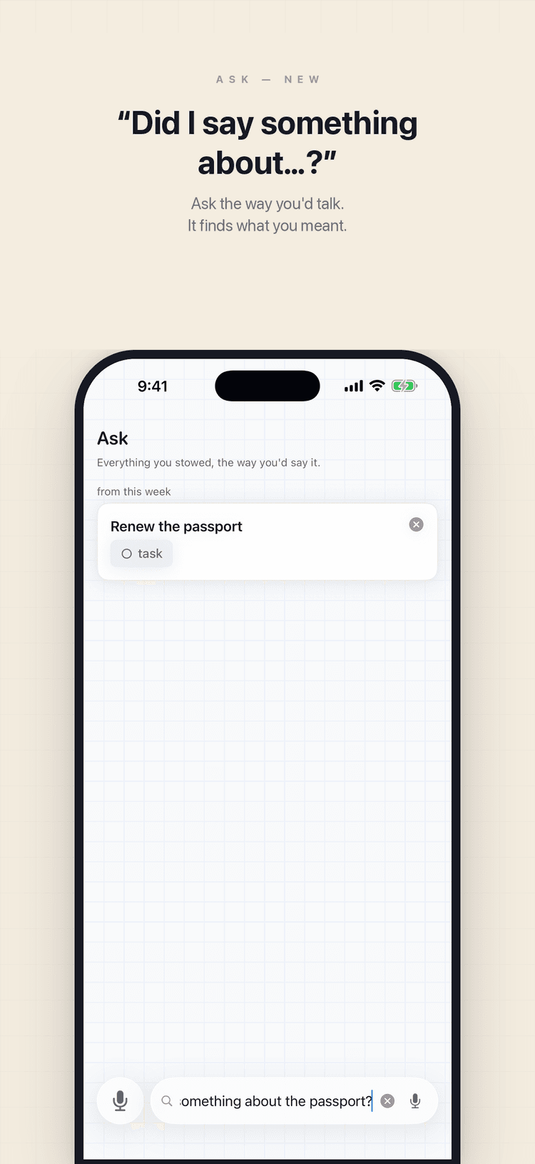 The Ask tab answering a plain-words question